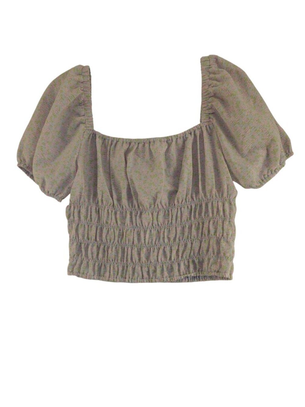 Elodie Square Neck Smocked Puff Sleeve Crop Top Women's summer Cute top M NEW